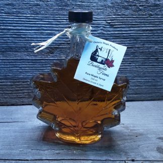 250 ml glass maple leaf bottle of 100% pure Canadian maple syrup